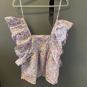 Mango Ruffle Floral Top